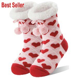 Womens Fuzzy Slipper Socks Non-Slip Grips Warm Plush Thermal Cozy